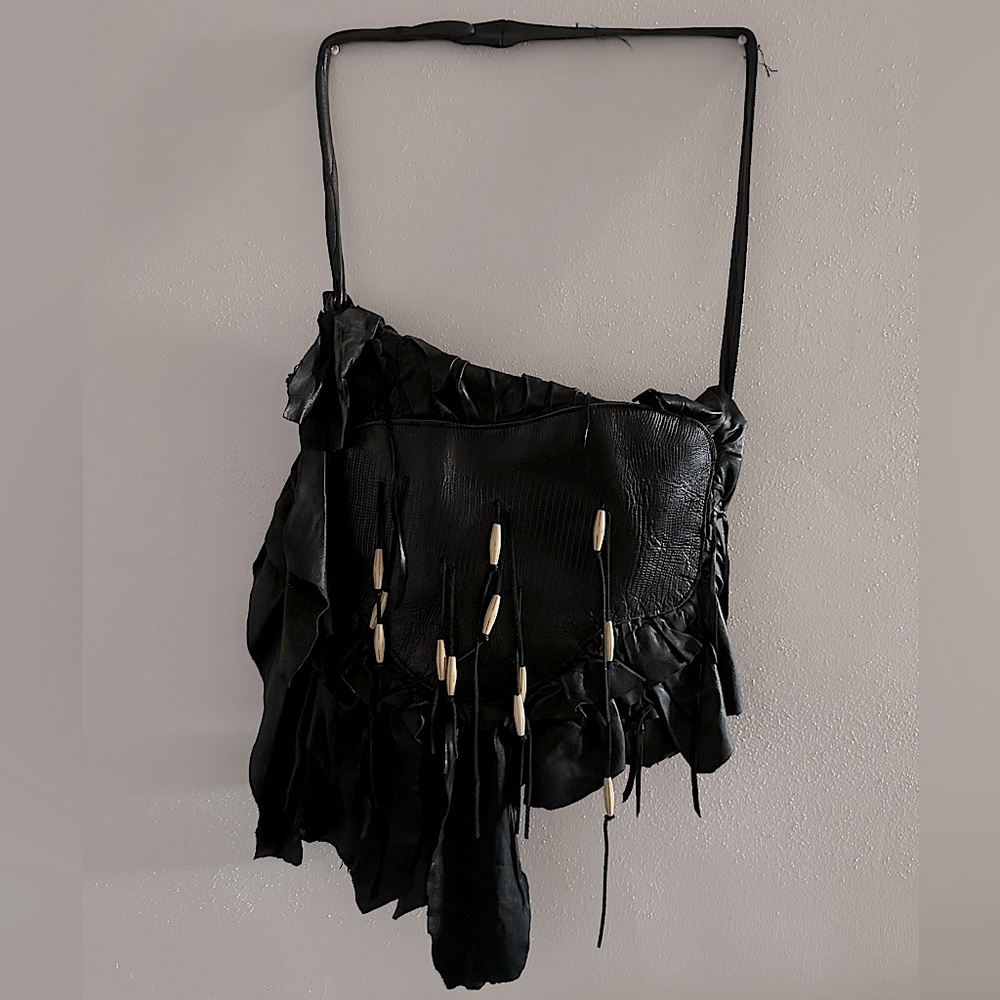 Bohemian Deer Hyde raw soft Leather Handbag Handmade Tribal